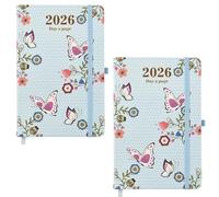 Diary 2026 Day a Page A5 Index Personal Organiser Diary Soft padded cover with full page of Saturday & Sunday by Arpan (Blue - Pack of 2)