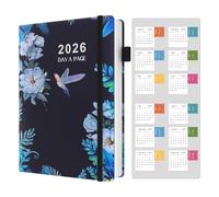 Diary 2026 Day Per Page, Page a Day, January 2026 to December 2026, Productivity Daily Planner with Tabs & Calendar Stickers, Hard Cover Pen Loop, Inner Pocket, Banded, A4 (8.5" x11")