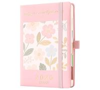 Diary 2026 Day to Page A5,Organsier Daily Planner from Jan 2026-Dec 2026,Schedule Diary Monthly View with Pen Holder,Coloured Side Tabs,Inner Packet (Pink, A5)
