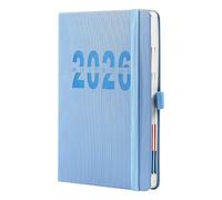 Diary 2026 Planner: A5 Week to View, Monthly Layout & Day-per-Page Planning in PU Leather, Daily Organiser with Elastic Closure for Work & Study 8.35”x5.5” (Blue)