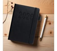 Diary 2026 Planning Calendar with Elastic Band - A5 English Notebook Vertical Lines for Fitness Work Travel Daily School Students Meetings On the Go Office