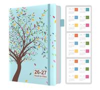 Diary 2026 Week to View A5, 18 Month Diary from Jan 2026 to Mid Year Jun 2027, Monthly Weekly Daily Diary with Calendar Stickers, Hardcover & Banded, Pen Loop, Inner Pocket