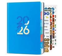 Diary 2026 Week to View, Daily Planner A5 from Jan to Dec 2026, Weekly & Monthly Planner, Soft Leather with 12-Monthly Color Tabs,A5 Size (14.5 x 21 cm)