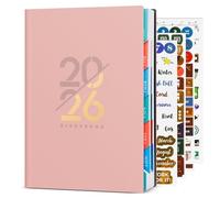 Diary 2026 Week to View, Daily Planner A5 from Jan to Dec 2026, Weekly & Monthly Planner, Soft Leather with 12-Monthly Color Tabs,A5 Size (14.5 x 21 cm)