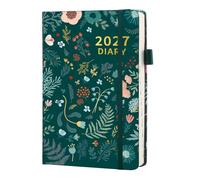 Diary 2027 Day Per Page, 12 Month A5 Daily Planner Jan.-Dec., Green Flower