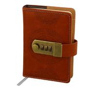 Diary Code, PU Leather Journal with 240 Pages, Vintage Diary with Lock for Student Men Women Mini Book Secret Notebook Portable for School Office Travel or Gift, 15 x 13 cm (Brown)