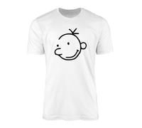 Diary of a Whimpy Kid T-Shirt Top Tee - World Book Day Kids Childs Funny School Greg Cartoon Face Doodle Humor Present Gift (Small, White Prime)