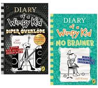 Diary of a Wimpy Kid by Jeff Kinney 2 Books Collection Set (Diper Överlöde: Book 17 [Paperback] No Brainer: Book 18 [Hardback])