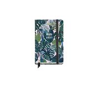 Diary with Elastic Rubber Closure and Sewn Spine 11x182 mm Day Page 2020 Tropical Miquelrius Green Castilian