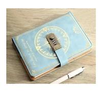 Diary with Lock A5 200 Pages Notebook Retro Password Book with Lock Diary Binder Thickened Creative Hand Ledger 2023 Notepad Stationery(Aquamarine)