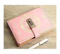 Diary with Lock A5 200 Pages Notebook Retro Password Book with Lock Diary Binder Thickened Creative Hand Ledger 2023 Notepad Stationery(Pink)