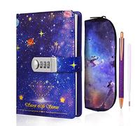 Diary with Lock,A5 Locking Journal Pu Leather Refillable Writing Notebook with Locking Combination Password Personal Diary with Pen&Gift Box Secret Lock Journals for Girls Children Adults Men&Womenn