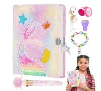 Diary with Lock, Diary with Lock for Girls | Creative Mermaid Notepad Children's Diary Notebook - A5 Secret Journal Plush Secret Notebook with 160 Lined Pages for Women and M