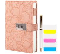 Diary with Lock for Women, 3D Embossed Journal with Lock, 224 Pages Wide lined Notebooks, PU Leather with Pen and Stickers Planner Organizer for Women & Men