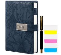 Diary with Lock for Women, 3D Embossed Journal with Lock, 224 Pages Wide lined Notebooks, PU Leather with Pen and Stickers Planner Organizer for Women & Men