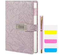 Diary with Lock for Women, 3D Embossed Journal with Lock, 224 Pages Wide lined Notebooks, PU Leather with Pen and Stickers Planner Organizer for Women & Men