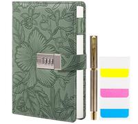 Diary with Lock for Women, 3D Embossed Journal with Lock, 224 Pages Wide lined Notebooks, PU Leather with Pen and Stickers Planner Organizer for Women & Men