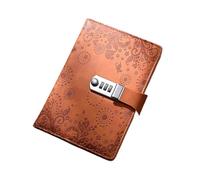Diary with Lock Password Notebook 200 Pages A5 Vintage Diary with Lock Secret Notepad Office Notes Book Agenda Cute Stationery(Brown)