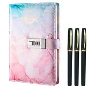 Diary with Lock, Secret Diary for Girls, A5 PU Leather Digit Password Journal, Personal Notebook with Pen, Creative Lockable Diary Stationery Gift for Teenager Adult Birthday Valentine's Day