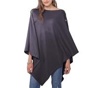 DiaryLook Ladies Button Cashmere Feel Multiway Poncho Shawl Scarf Wrap for Women Grey