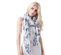 DiaryLook Ladies Women's Fashion Butterfly Print Long Scarves Neck Scarf Shawl Wrap Gifts For Women, White Blue
