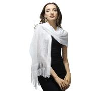 DiaryLook Womens Evening Wrap Stole Shawl for Dresses Sparkling Metallic Shawls for Wedding, Parties, Bridesmaid, Prom Scarf, White