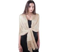 DiaryLook Womens Evening Wrap Stole Shawl for Dresses Sparkling Metallic Shawls for Wedding, Parties, Bridesmaid, Prom Scarf,light Champaign