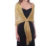 DiaryLook Womens Evening Wrap Stole Shawl for Dresses Sparkling Metallic Shawls for Wedding, Parties, Bridesmaid, Prom Scarf,Gold