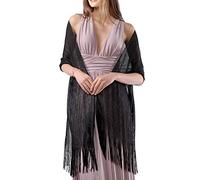 DiaryLook Womens Evening Wrap Stole Shawl for Dresses Sparkling Metallic Shawls for Wedding, Parties, Bridesmaid, Prom Scarf,Black