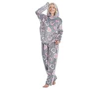 DiaryLook Womens Fleece Pyjamas Hooded For Women Fluffy Cosy Pyjamas Women (Shimmer Black Heart XL)