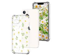 DiaryTown Clear Case Compatible with iPhone 14 Crystal Cute Pattern Girls Women Transparent Cover Shockproof Soft TPU Silicone Bumper Protective Phone Case for iphone 14 - White Yellow Daisy