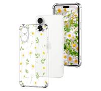 DiaryTown Clear Case Compatible with iPhone 16 Crystal Cute Pattern Girls Women Transparent Cover Shockproof Soft TPU Silicone Bumper Protective Phone Case for iphone 16 - White Yellow Daisy