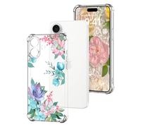 DiaryTown Clear Case Compatible with iPhone 17 Crystal Cute Pattern Girls Women Transparent Cover Shockproof Soft Silicone Bumper Protective Phone Case for iphone 17 - Colourful Lotus Flower