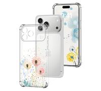 DiaryTown Clear Case Compatible with iPhone 17 Pro Crystal Cute Pattern Girls Women Transparent Cover Shockproof Soft Silicone Bumper Protective Phone Case for iphone 17 Pro - Dandelion