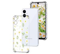 DiaryTown Clear Case Compatible with Samsung Galaxy A06 4G Crystal Cute Pattern Transparent Cover Shockproof TPU Silicone Bumper Protective Phone Case for Samsung Galaxy A06 4G - White Yellow Daisy