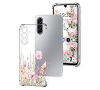 DiaryTown Clear Case Compatible with Samsung Galaxy A17 Crystal Cute Pattern Girls Women Transparent Cover Shockproof TPU Silicone Bumper Protective Phone Case for Galaxy A17 5G / 4G - Flower Bouquet