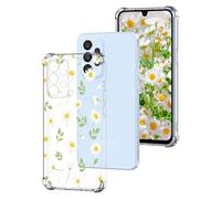 DiaryTown Clear Case Compatible with Samsung Galaxy A33 5G Crystal Cute Pattern Girls Women Transparent Cover Shockproof Silicone Bumper Protective Phone Case for Galaxy A33 5G - White Yellow Daisy