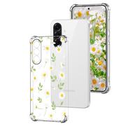 DiaryTown Clear Case Compatible with Samsung Galaxy S25 FE 5G Crystal Cute Pattern Girls Women Transparent Cover Shockproof TPU Silicone Protective Phone Case for Galaxy S25 FE 5G - White Yellow Daisy