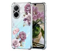 DiaryTown Clear Case Compatible with Xiaomi Redmi A5 4G Crystal Cute Pattern Girls Women Transparent Cover Shockproof Soft TPU Silicone Bumper Protective Phone Case for Redmi A5 4G - Purple Peony