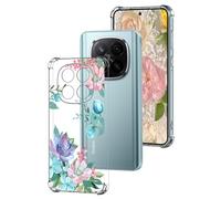 DiaryTown Clear Case Compatible with Xiaomi Redmi Note 14 Pro Plus 5G Crystal Cute Pattern Transparent Cover Shockproof TPU Protective Phone Case for Redmi Note 14 Pro Plus 5G - Colourful Lotus Flower