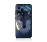 DiaryTown for Honor 200 Lite Phone Case Ultra Slim TPU Black Silicone Case Animal Pattern Design Protective Mobile Phone Cover Shockproof Drop Protection Case for Honor 200 Lite 5G - White Wolf
