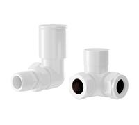 Dias Round Corner Radiator Valves | White | Mild Steel | 67mm x 68mm x 44mm