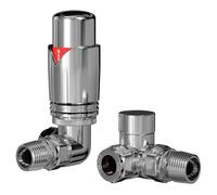 Dias Round Thermostatic Corner Radiator Valves | Chrome | Brass | 48mm x 118mm x 70mm