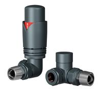 Dias Thermostatic Corner Radiator Valves | Anthracite | Brass | 48mm x 118mm x 70mm