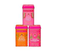 Diaspora Spice Co. Spice Trio Gift Set - Pragati Turmeric, Aranya Black Pepper & Guntur Sannam Chili - Premium Single-Origin Indian Spices for Cooking & Gifting