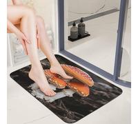 Diatom Mud Door Mat 16x24 0.15" Thin Amanita Caesarea Bath Mats for Bathroom with Non-Slip TPR Backing Ultra Absorbent Low Profile Entryway Rug for Indoor Outdoor Entrance Shower Bathtub