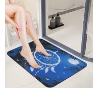 Diatom Mud Door Mat 16x24 0.15" Thin White Fantasy Dream Catcher Bath Mats for Bathroom with Non-Slip TPR Backing Ultra Absorbent Low Profile Entryway Rug for Indoor Outdoor Entrance Shower Bathtub
