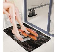 Diatom Mud Door Mat 20x32 0.15" Thin Amanita Caesarea Bath Mats for Bathroom with Non-Slip TPR Backing Ultra Absorbent Low Profile Entryway Rug for Indoor Outdoor Entrance Shower Bathtub
