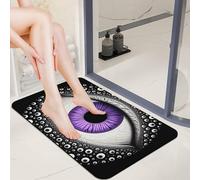 Diatom Mud Door Mat 20x32 0.15" Thin Evil Eye Bath Mats for Bathroom with Non-Slip TPR Backing Ultra Absorbent Low Profile Entryway Rug for Indoor Outdoor Entrance Shower Bathtub