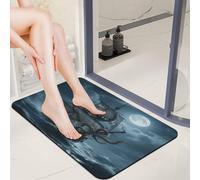 Diatom Mud Door Mat 20x32 0.15" Thin Octopus Kraken Pirate Ship Ocean Bath Mats for Bathroom with Non-Slip TPR Backing Ultra Absorbent Low Profile Entryway Rug for Indoor Outdoor Entrance Shower Bat